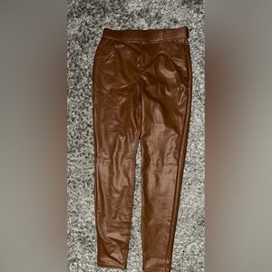 NEW brown faux leather lined leggings